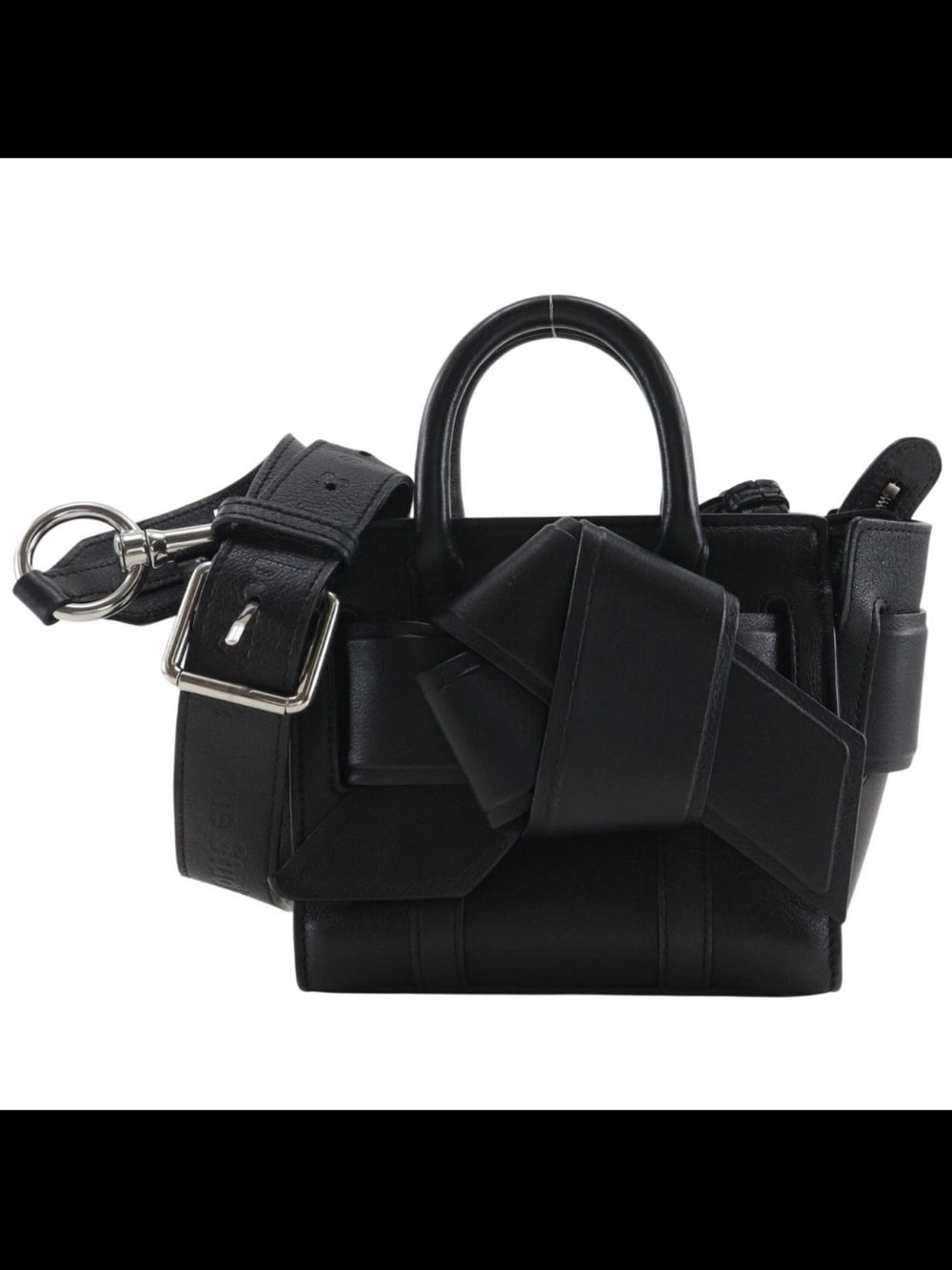 Mulberry X Acne Studio Black Mini Top-Handle Bag with Bow Accent